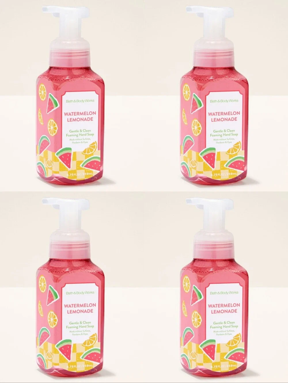 Bath & Body Works Watermelon Lemonade Foaming Hand Soap Set of 4 NEW RARE